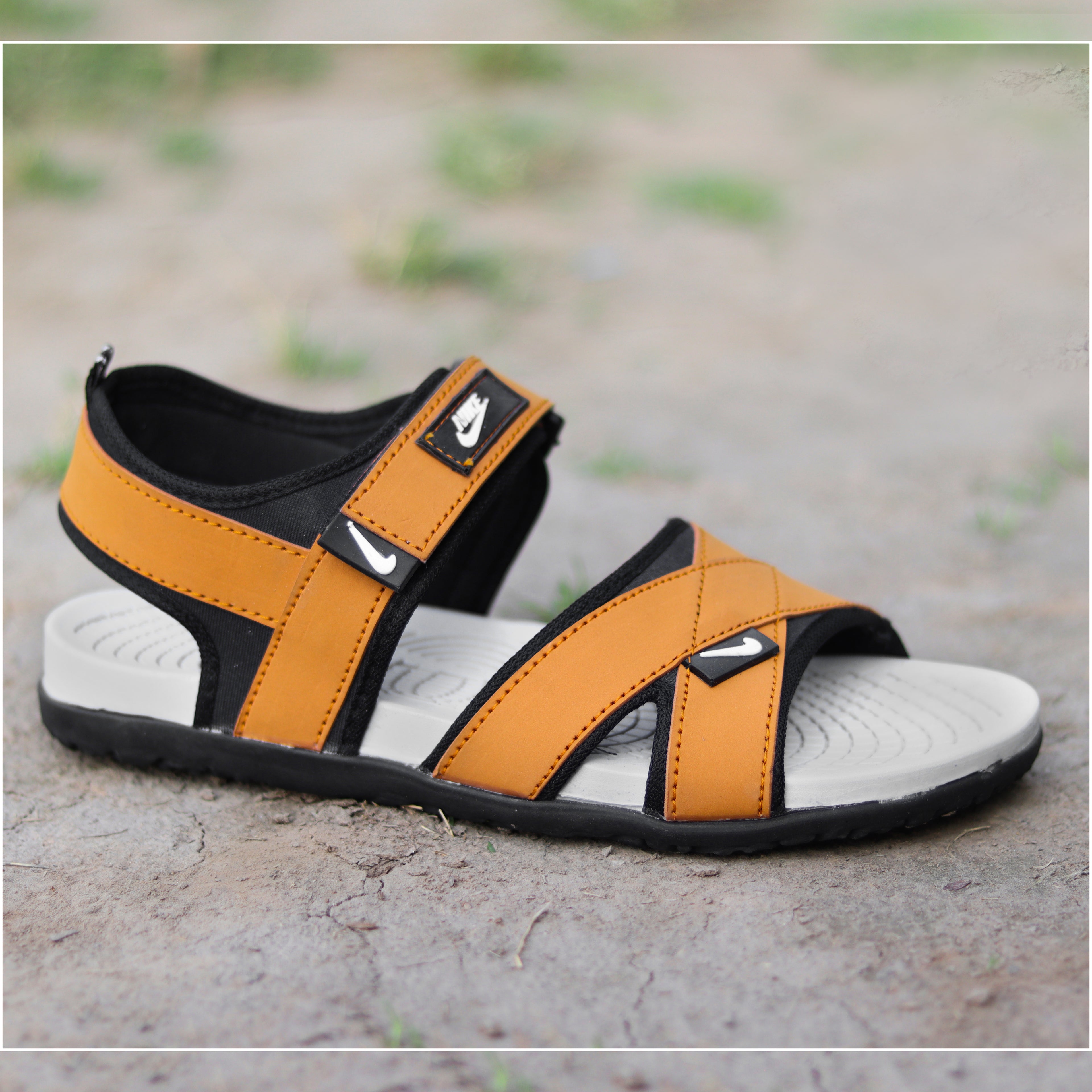 AZ Spot | Men’s Mustard Cross-Strap Sport Sandals - Lightweight & Durable Outdoor Footwear
