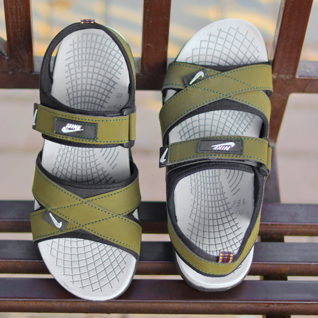 AZ Spot Men’s Olive Green Cross-Strap Sporty Sandals