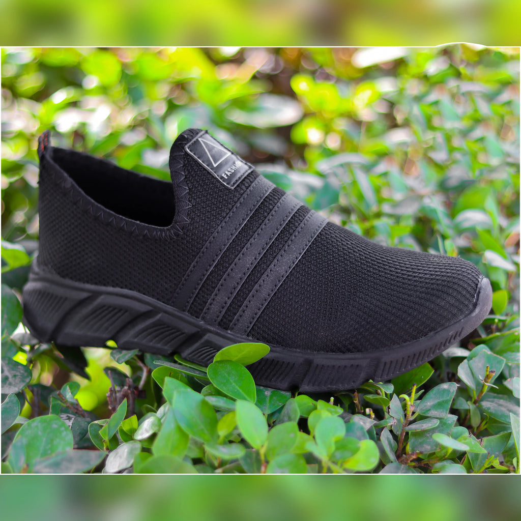 AZ Spot Men's Triple Black Mesh Slip-On Sneakers – Ultra-Lightweight Breathable Casual Shoes for Daily Wear