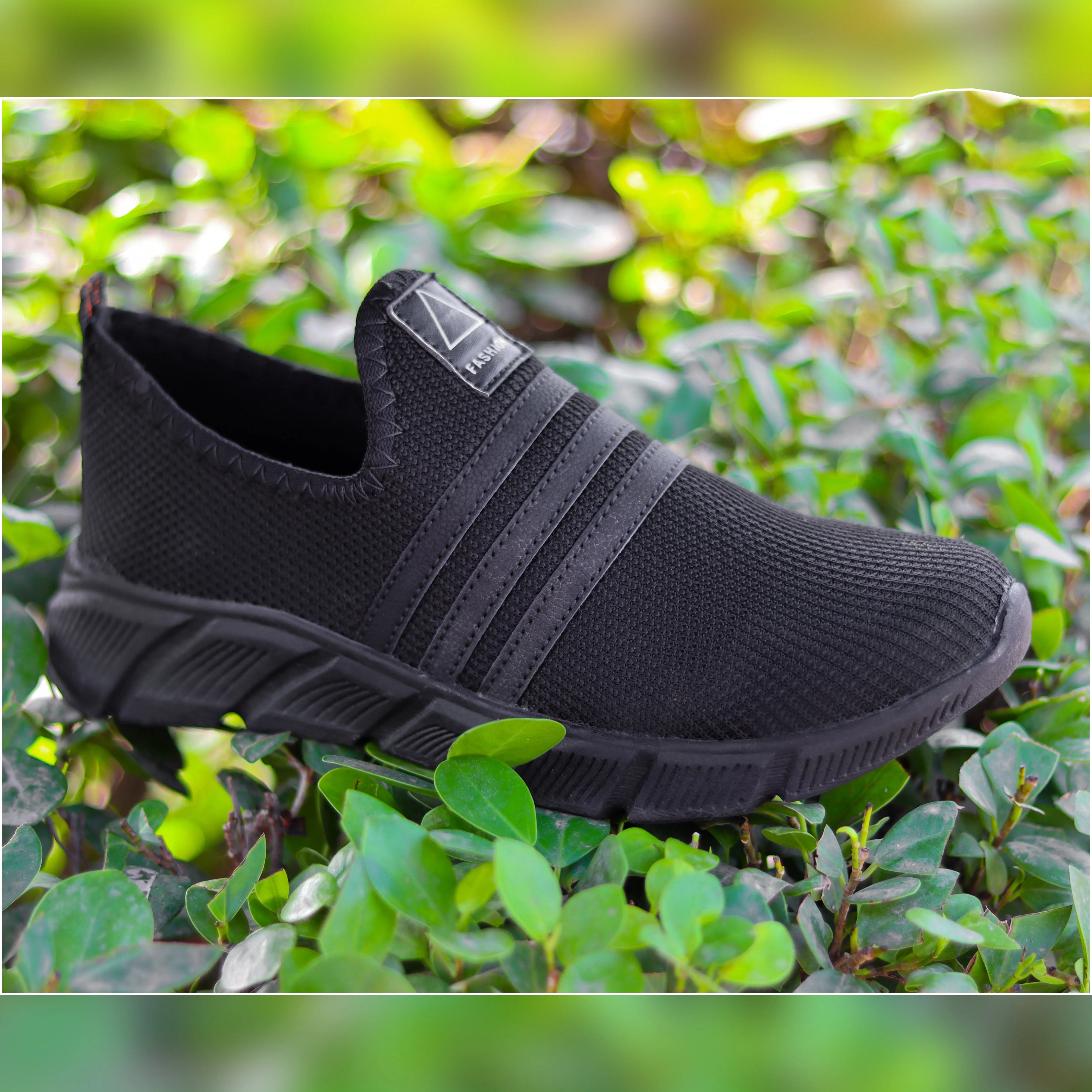 AZ Spot Men's Triple Black Mesh Slip-On Sneakers – Ultra-Lightweight Breathable Casual Shoes for Daily Wear
