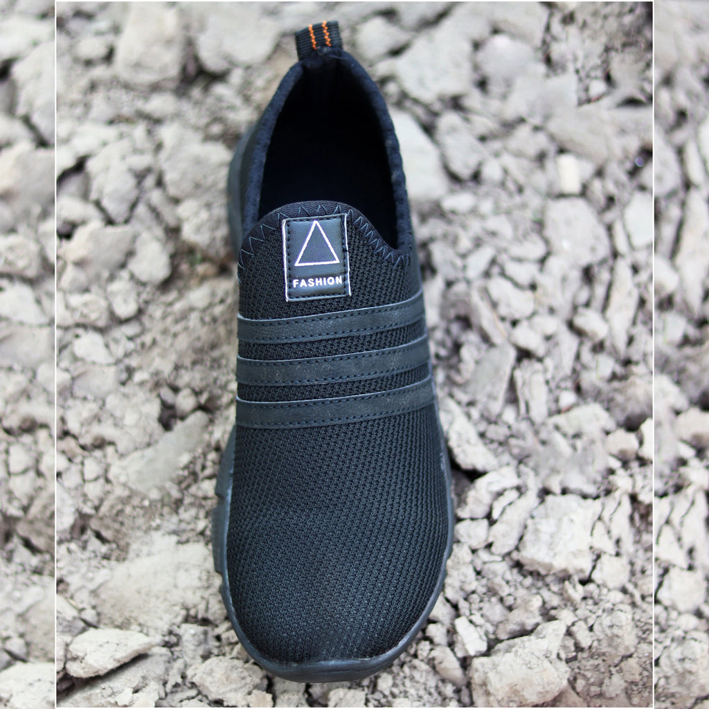 AZ Spot Men's Triple Black Mesh Slip-On Sneakers – Ultra-Lightweight Breathable Casual Shoes for Daily Wear