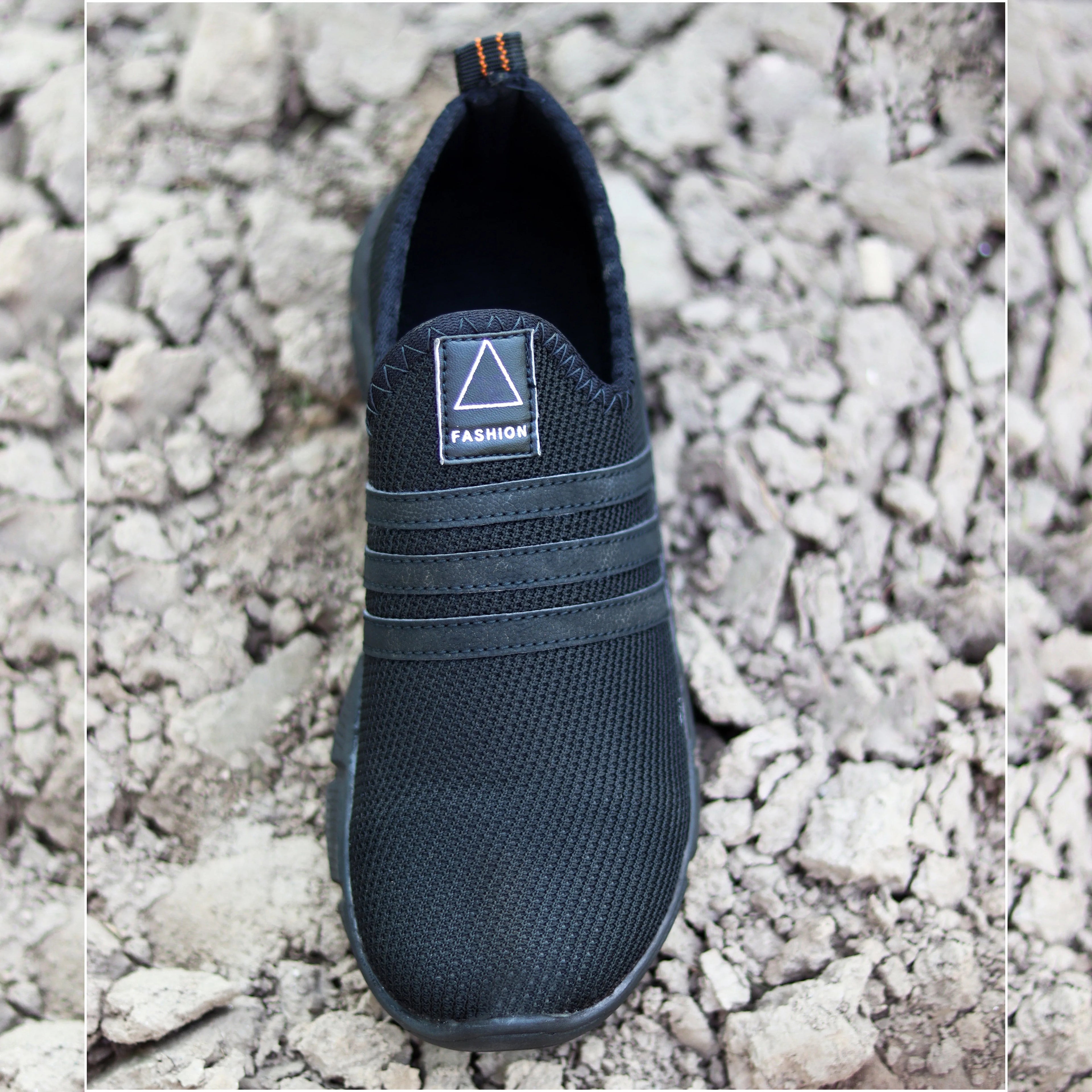 AZ Spot Men's Triple Black Mesh Slip-On Sneakers – Ultra-Lightweight Breathable Casual Shoes for Daily Wear