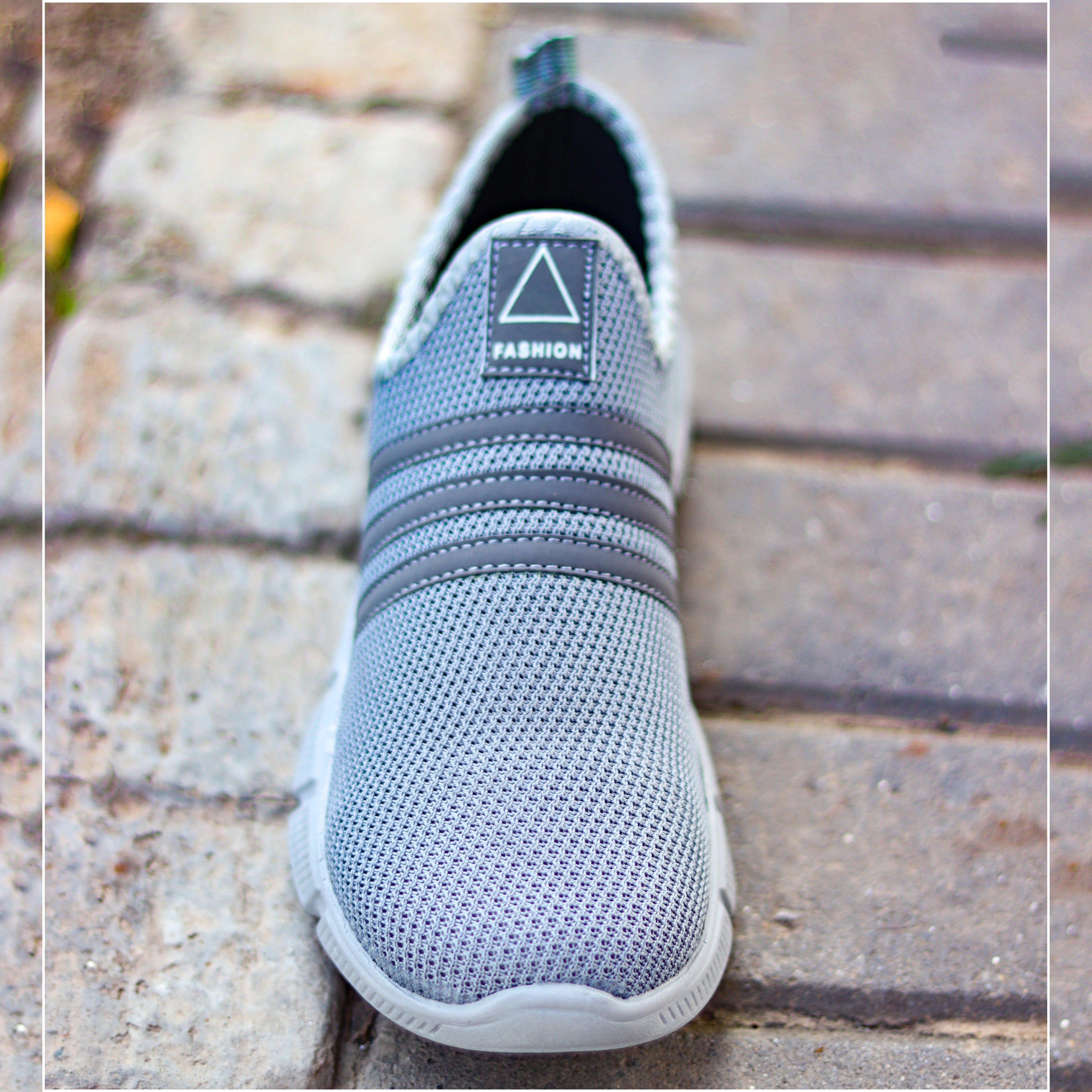 AZ Spot Men's Premium Mesh Slip-On Sneakers – Lightweight & Breathable Casual Walking Shoes (Grey)