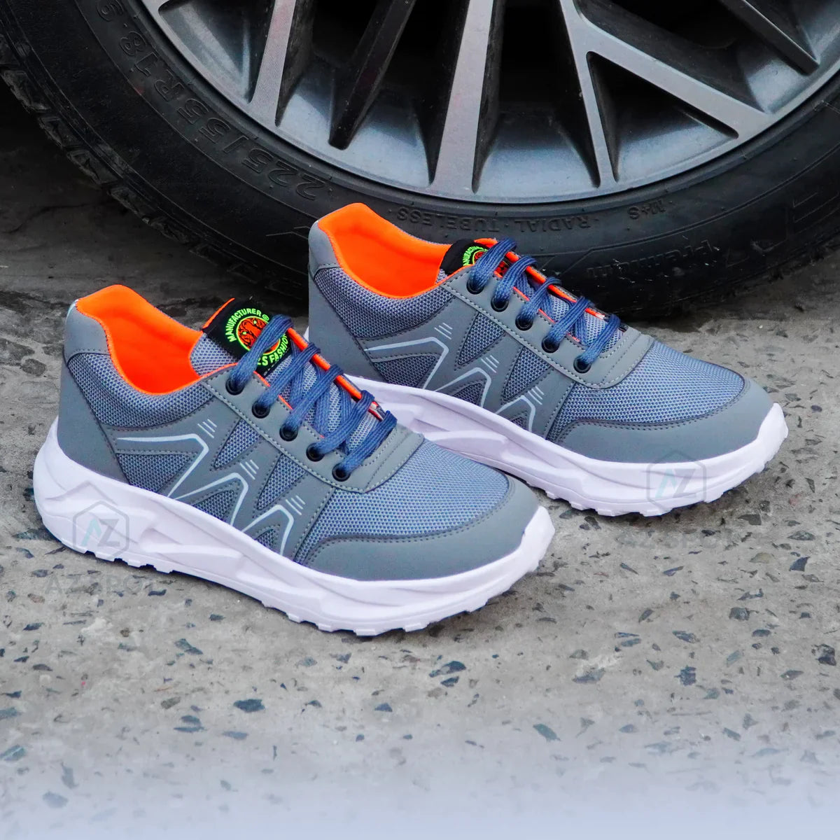 AZ Spot Men’s Pro-Run Mesh Sneakers – Slate Gray & Orange