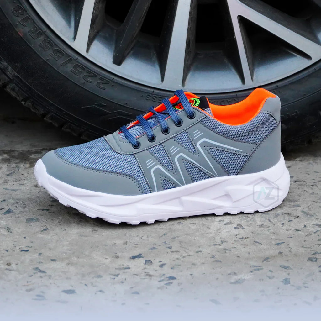 AZ Spot Men’s Pro-Run Mesh Sneakers – Slate Gray & Orange