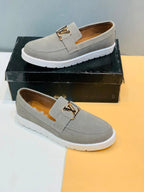 AZ Spot Men's Ash Gray Suede Loafers – Premium Slip-On Party & Casual Formal Shoes