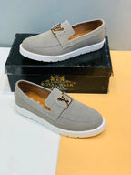 AZ Spot Men's Ash Gray Suede Loafers – Premium Slip-On Party & Casual Formal Shoes