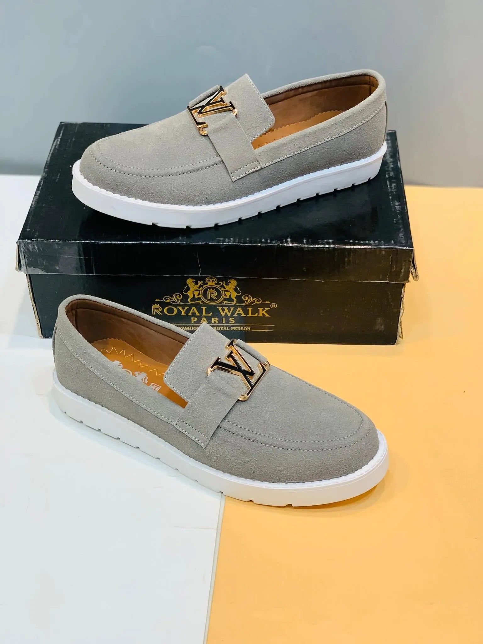 AZ Spot Men's Ash Gray Suede Loafers – Premium Slip-On Party & Casual Formal Shoes